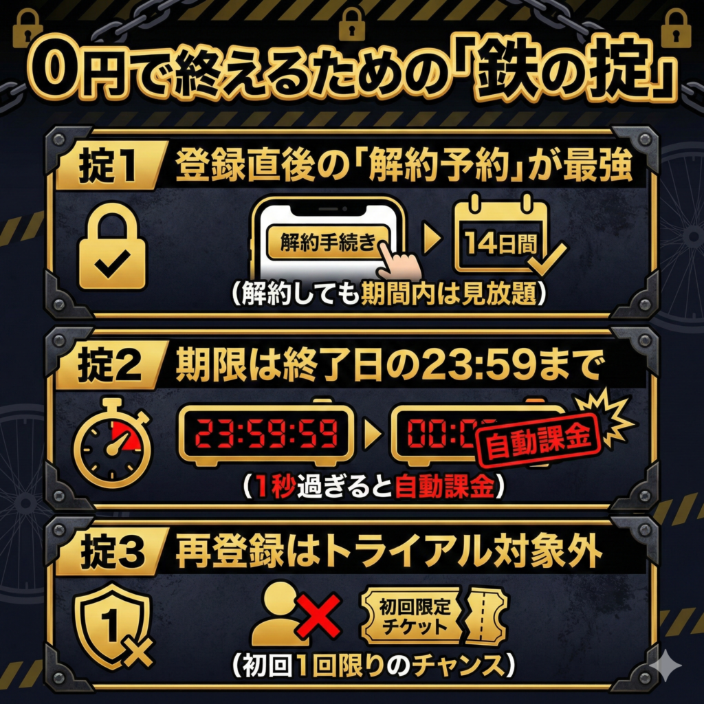 J SPORTS無料体験の解約ルール。即時解約予約の推奨と期限の厳守についての注意点。